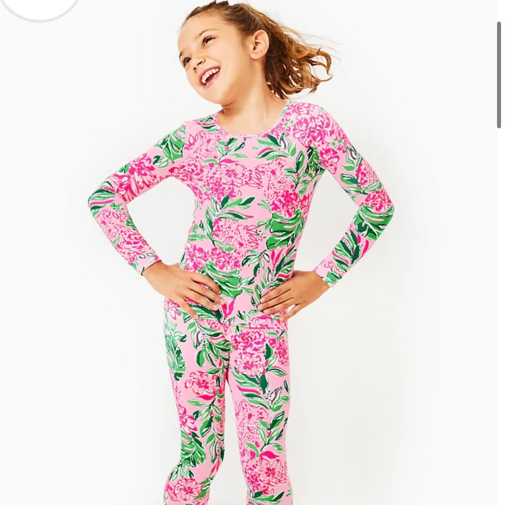 Lilly Pulitzer Vibrant Pink and Green Pajama Set